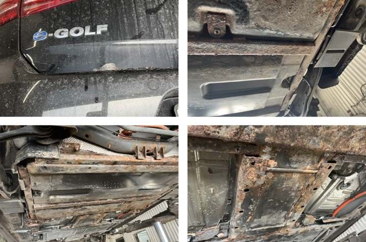 El-biler kan også ruste. Denne El-bil er angrebet af rust.